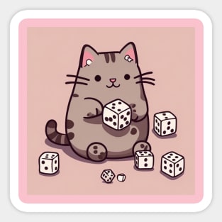 Pusheen cat playing dice Sticker